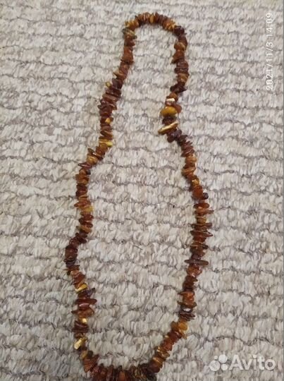 Бусы из необработанного янтаря СССР,перстень
