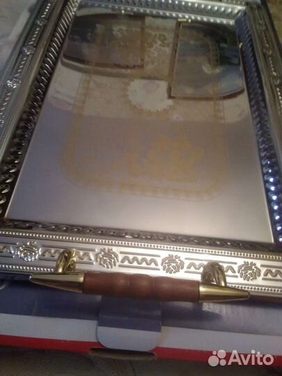 Набор хромированных сервировочных подносов