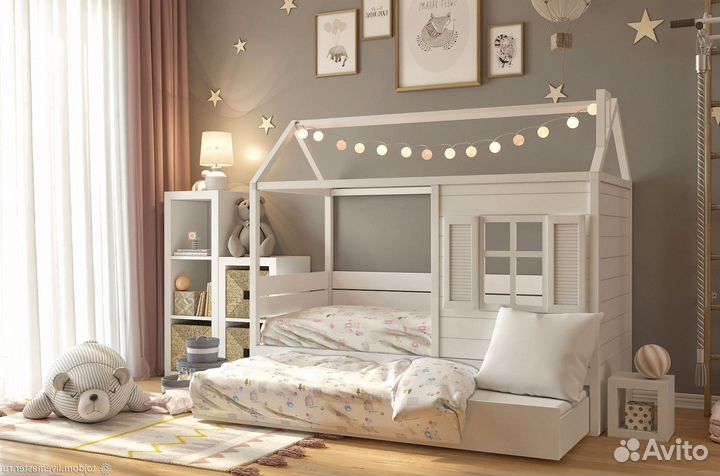 Кроватка двухъярусная из массива