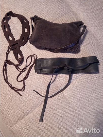 Пояс замшевый + сумочка, пояс кожаный б/у