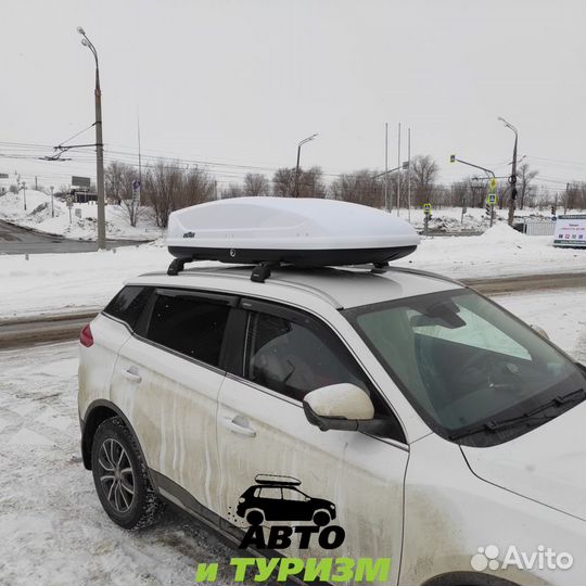 Автобокс на крышу 440л глянцевый для Geely