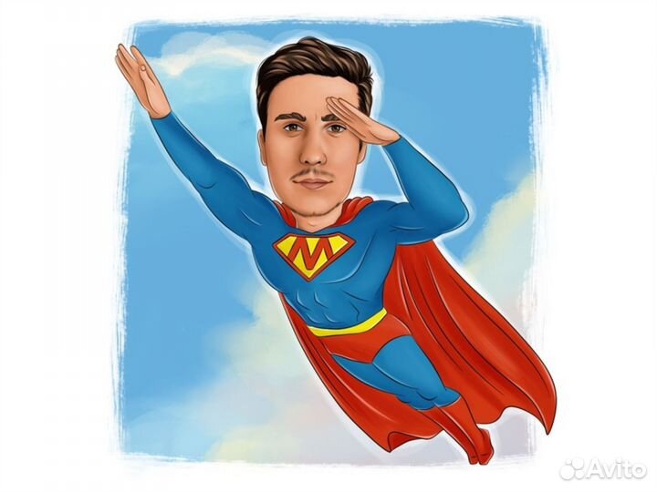 Портрет шарж по фото на заказ в подарок