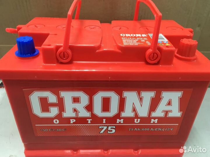 Аккумулятор crona 75 Ач, 600 А