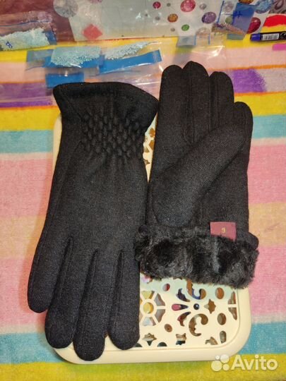 Перчатки зимние женские с мехом 9 размер