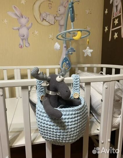 Карман на крават, корзина вязанная, корзина детск