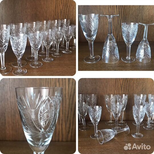 Фужеры хрустальные СССР цветные Разные наборы