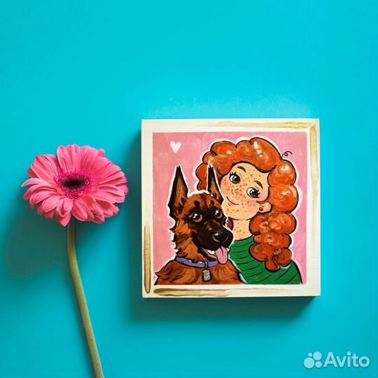 Милый портрет на мини холсте по фото