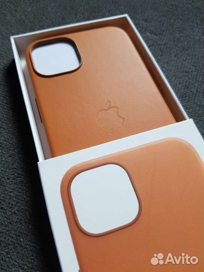 Оригинал Кожаный чехол для iPhone 13 Золото Охра