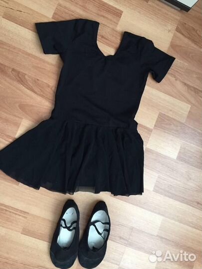 Купальник для танцев черный и балетки