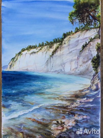 Картина морской пейзаж акварелью Геленджик