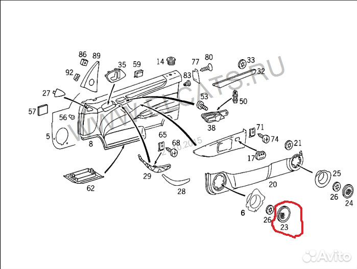 Решетку динамика в дверной панели на Мерседес W208