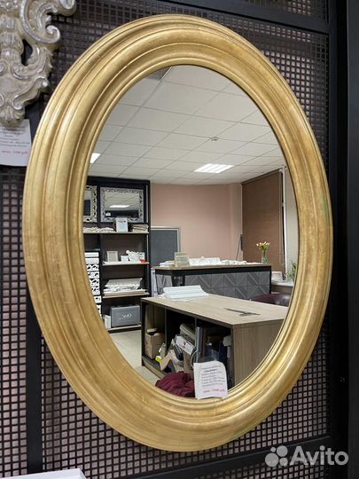 Зеркало овальное-Дерево-Золото