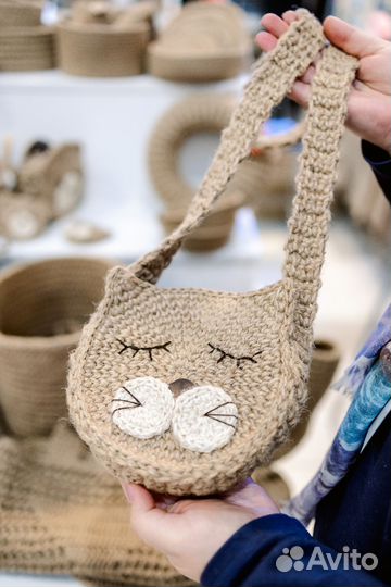 Сумка «Котик» из джута