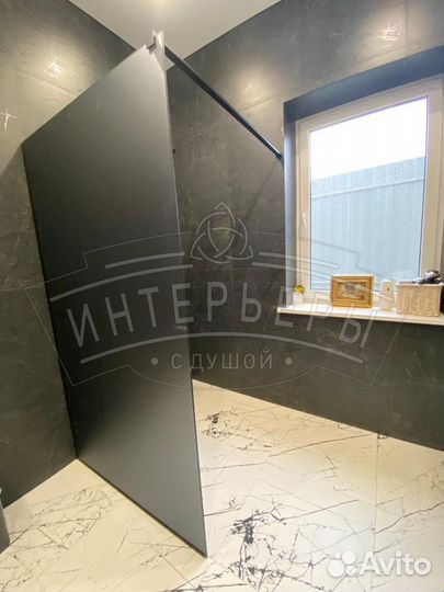 Душевая перегородка из стекла Сатин Графит