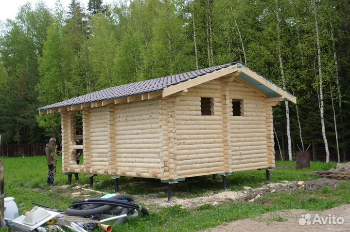 Сруб Бани 5.0х6.0м. из бревна с крыльцом