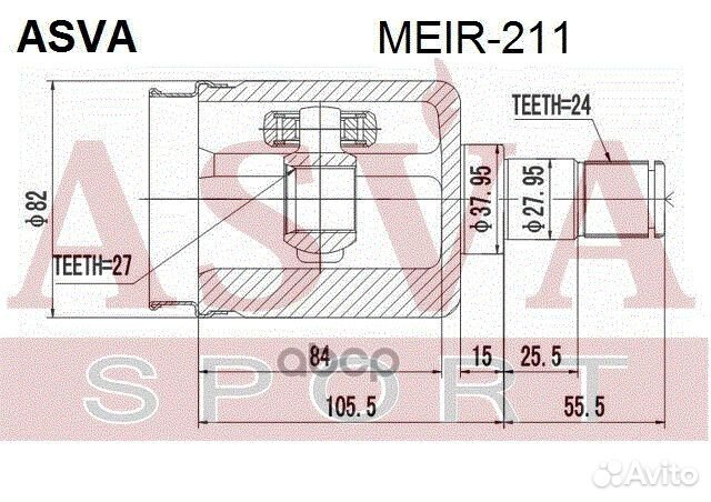 ШРУС внутренний правый 27x38x24 meir-211 asva