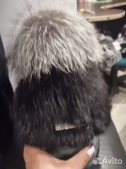 Шапка норковая вязаная женская