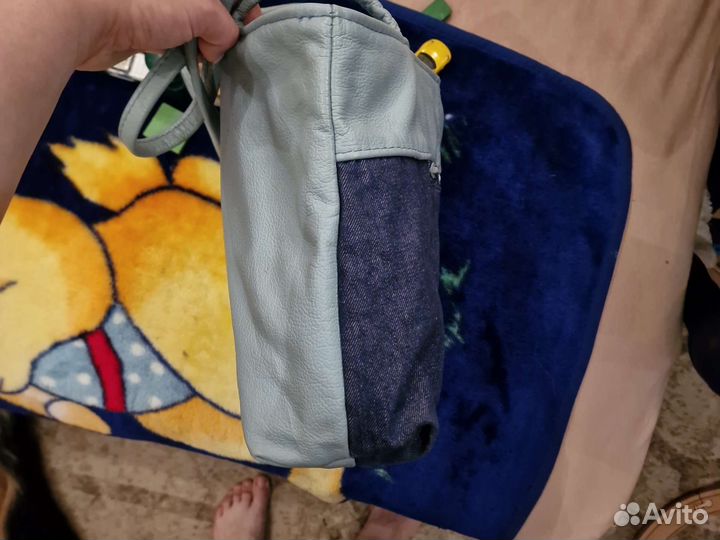 Cумка женская 25х38см. Кожа/джинса