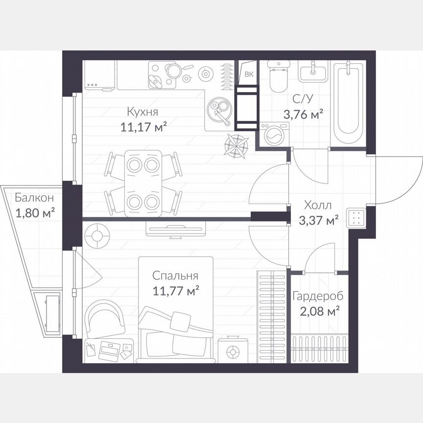 1-к. квартира, 32,7 м², 7/11 эт.