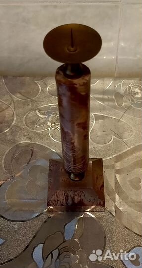 Подсвечник СССР яшма и латунь