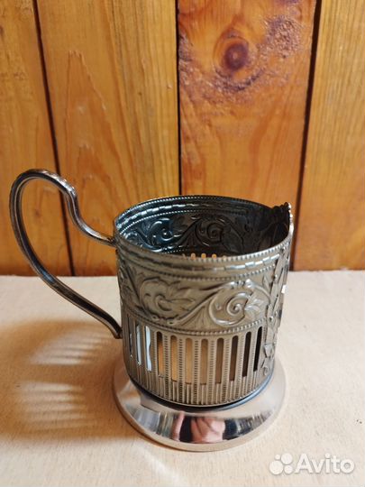 Подстаканник никелированный с эмалью 