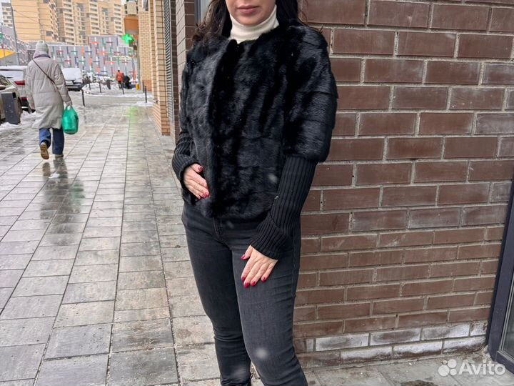 Укороченная шуба из норки