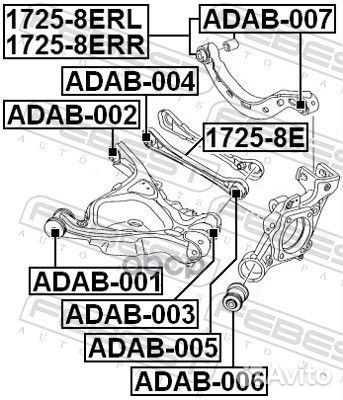 Тяга задн поперечн левая audi A4 01-08 1725-8ER