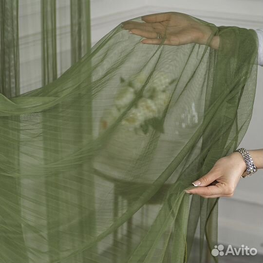 Тюль Плиссе зеленый