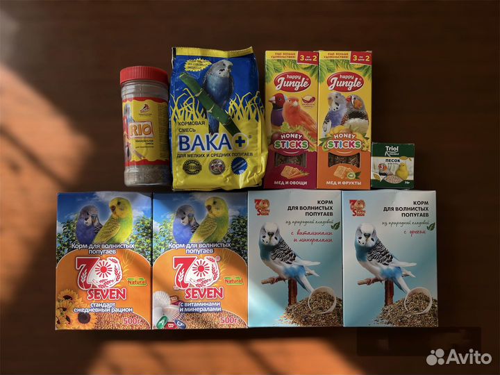 Клетка для волнистого попугая + корм