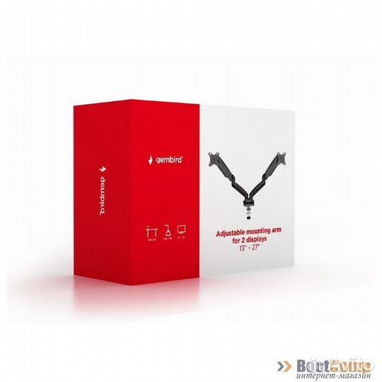 Крепление для монитора gembird MA-DA2-01 vesa 75x7