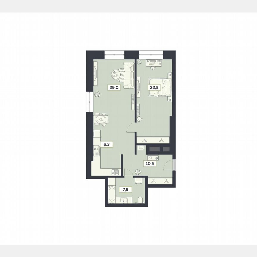 2-к. квартира, 76,1 м², 20/27 эт.