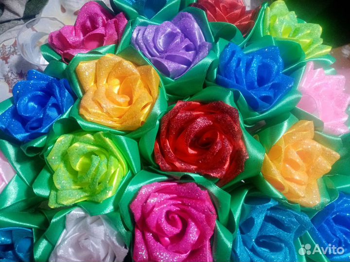 Цветы на заказ из атласной ленты