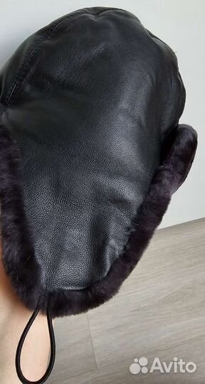 Шапка детская кожа/мутон новая
