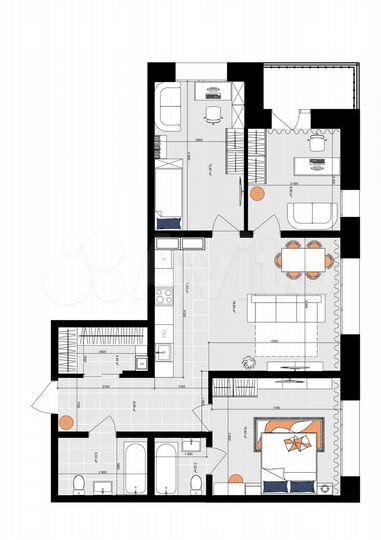 3-к. квартира, 91,3 м², 11/18 эт.