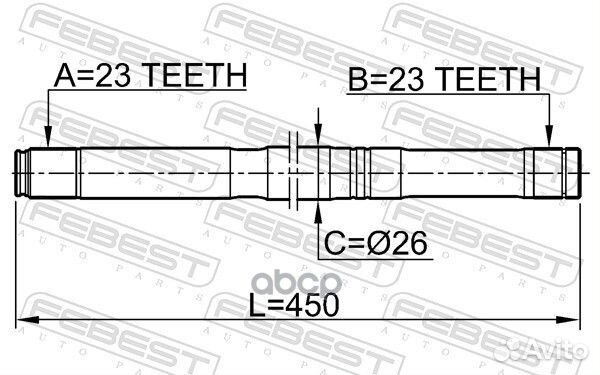 Полуось левая 23x450x23 (nissan primera P12 200