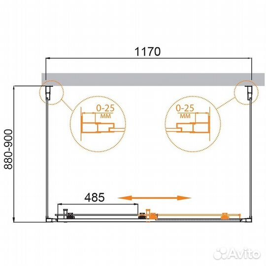 Душевой уголок Cezares Molveno 120x90 molveno-AH-12-120/90-P-Cr профиль Хром стекло рифленое