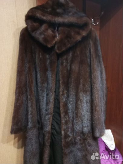 Шуба норковая 46 48 бу темно коричневая