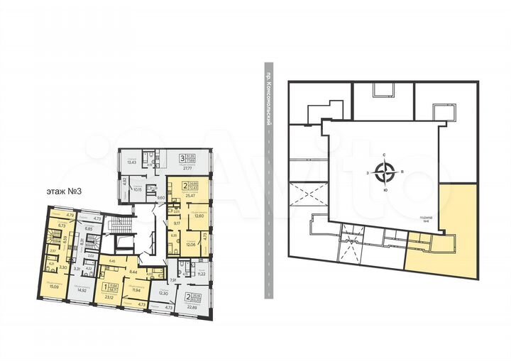 1-к. квартира, 58,5 м², 3/22 эт.