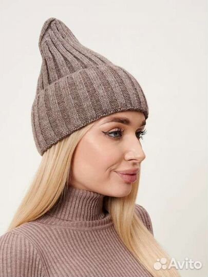 Шапка бини тыковка коричневая весна