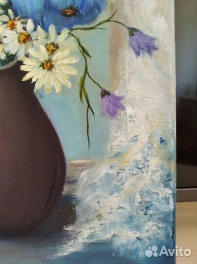 Картина маслом на холсте Натюрморт Летние цветы