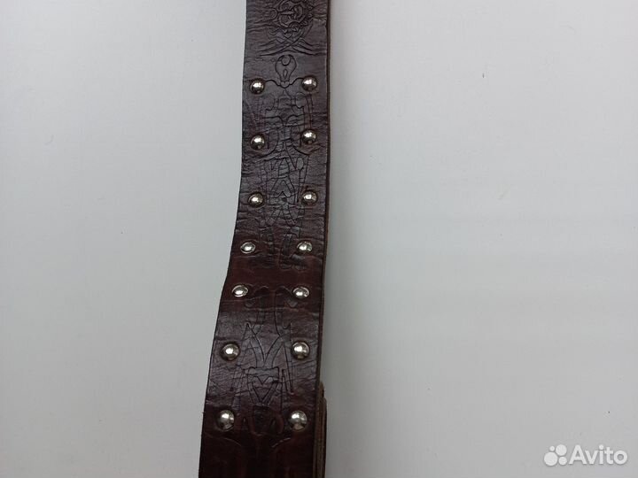 Мужской кожаный ремень коричневый