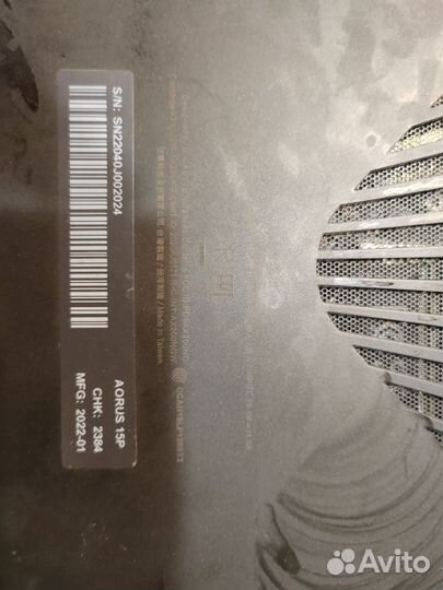 Aorus 15p RTX3070 i7-11800H залит пивом