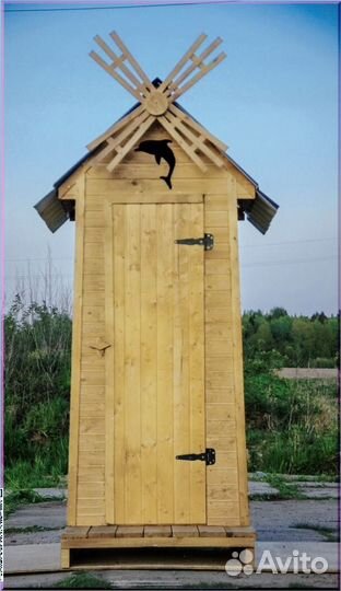 Дачный туалет с декором и установкой щит 064