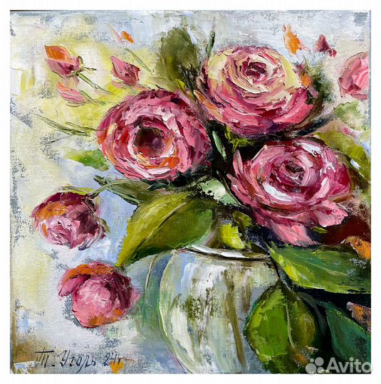 Картина маслом розы