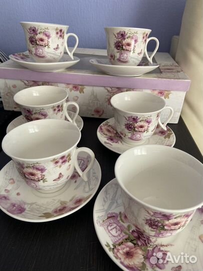 Чашка с блюдцем набор 6 штук