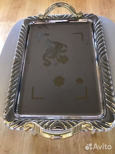 Поднос сервировочный, металлический, новый