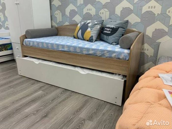 Кровать детская без мягкой спинки лдсп выдвиж спал