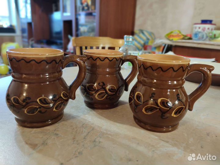 Кружка глиняная 3 шт