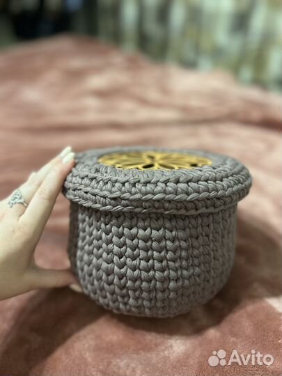 Корзина из трикотажной пряжи