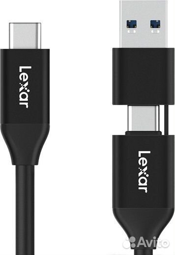 Кабель Lexar 2-в-1 USB 3.2 Gen 2 Type-C 30см